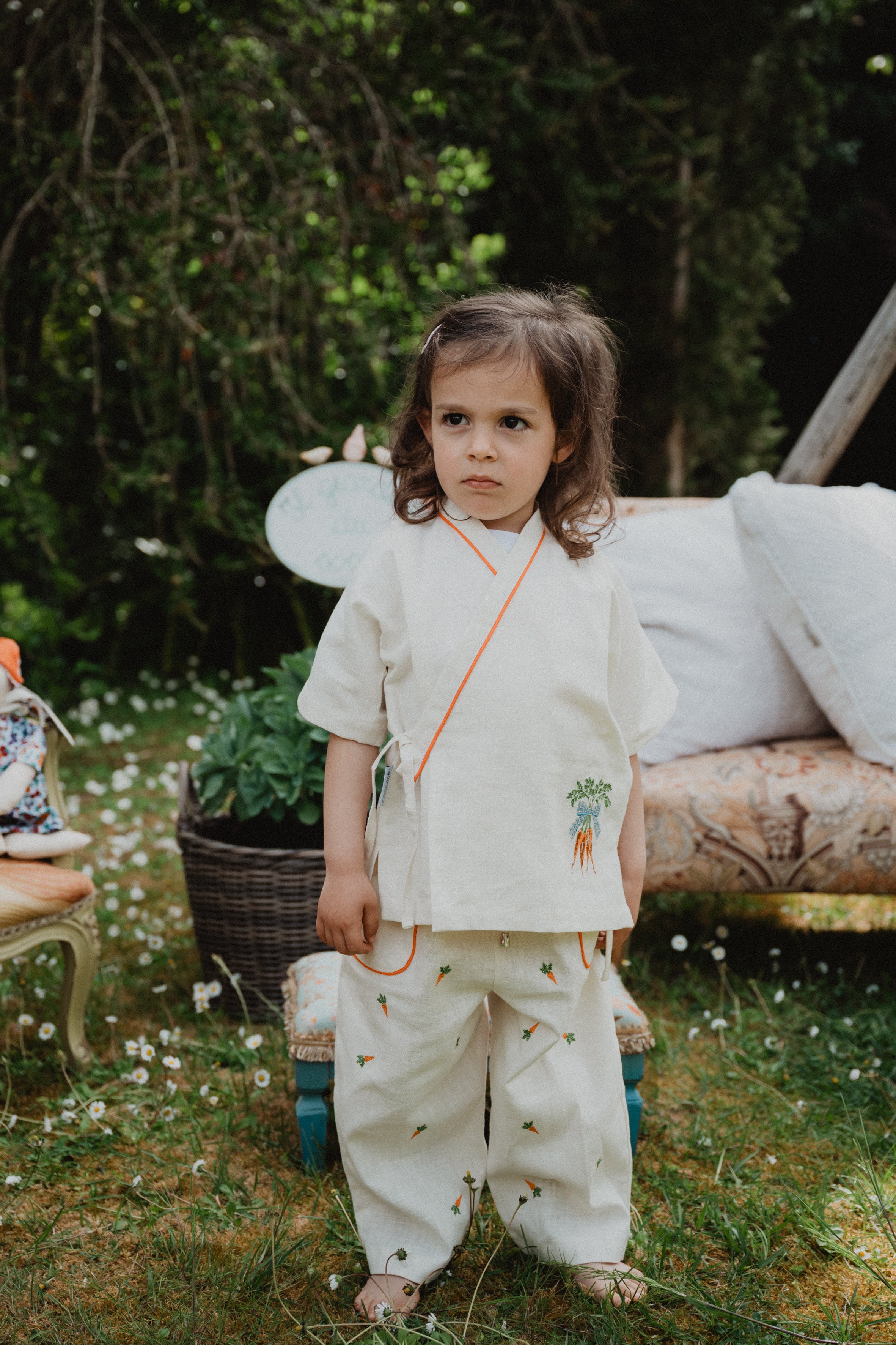 Camicia Kimono in Lino Lavato – Bambina